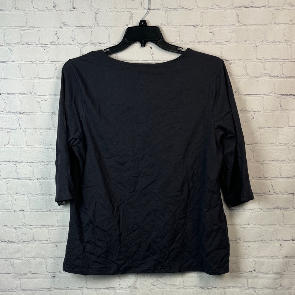 BloomChic Charcoal Rhinestone Detail Long Sleeve Tee Size Large - Picture 6 of 6